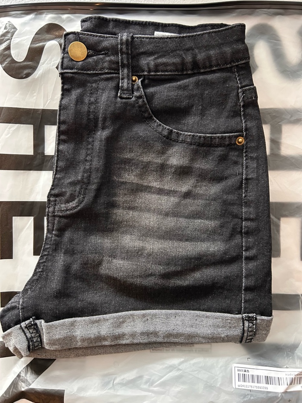 SHEIN Black Washed High-Rise Jean Shorts